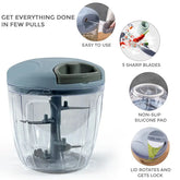 Pull Cord Pulling Food Chopper Manual Vegetable Slicer Hand Blender UK