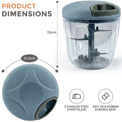 Pull Cord Pulling Food Chopper Manual Vegetable Slicer Hand Blender UK