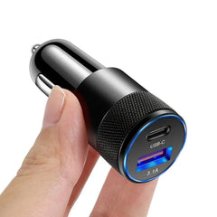 FAST IN CAR CHARGER 2 PORT USB TYPE C FOR IPHONE 16 / 16 PRO /16 MAX /16 PLUS