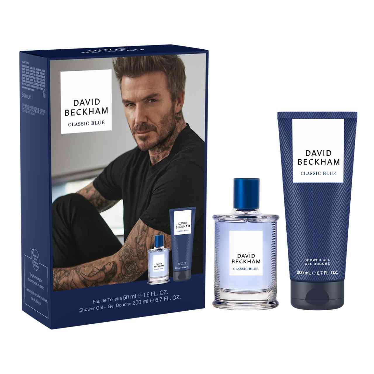 David Beckham Classic Blue Gift Set – 50ml Eau de Toilette + 200ml Shower Gel | Men’s Fragrance Gift Box