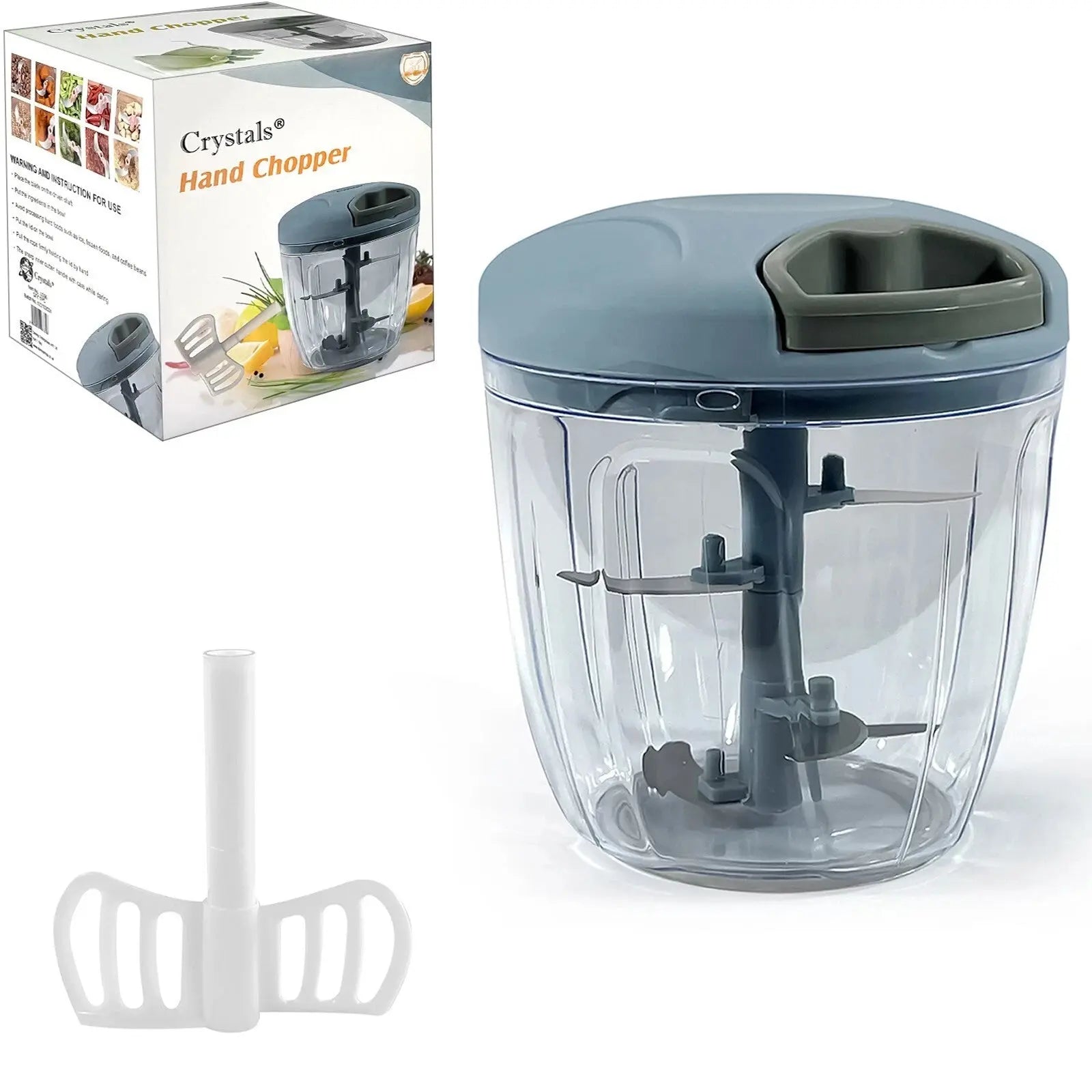 Pull Cord Pulling Food Chopper Manual Vegetable Slicer Hand Blender UK