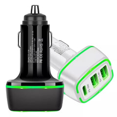 Fast Car Charger 2 USB Port + Type C Universal Socket Adapter For iPhone Samsung