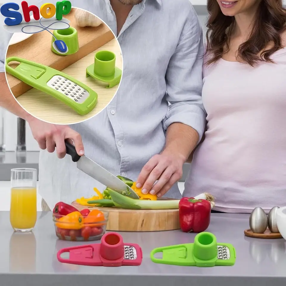 Garlic Press Grinder,Manual Compact Garlic Mini Crusher,304 Stainless Steel