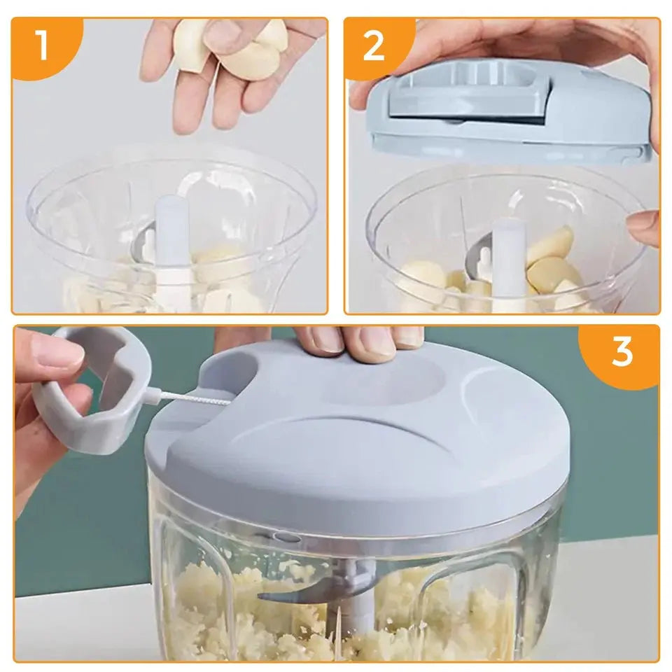 Pull Cord Pulling Food Chopper Manual Vegetable Slicer Hand Blender UK